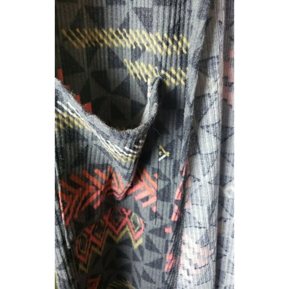 LuLaRoe Sarah Cardigan Duster Size Small Grey Orange Teal Patterned Pockets - Picture 4 of 6